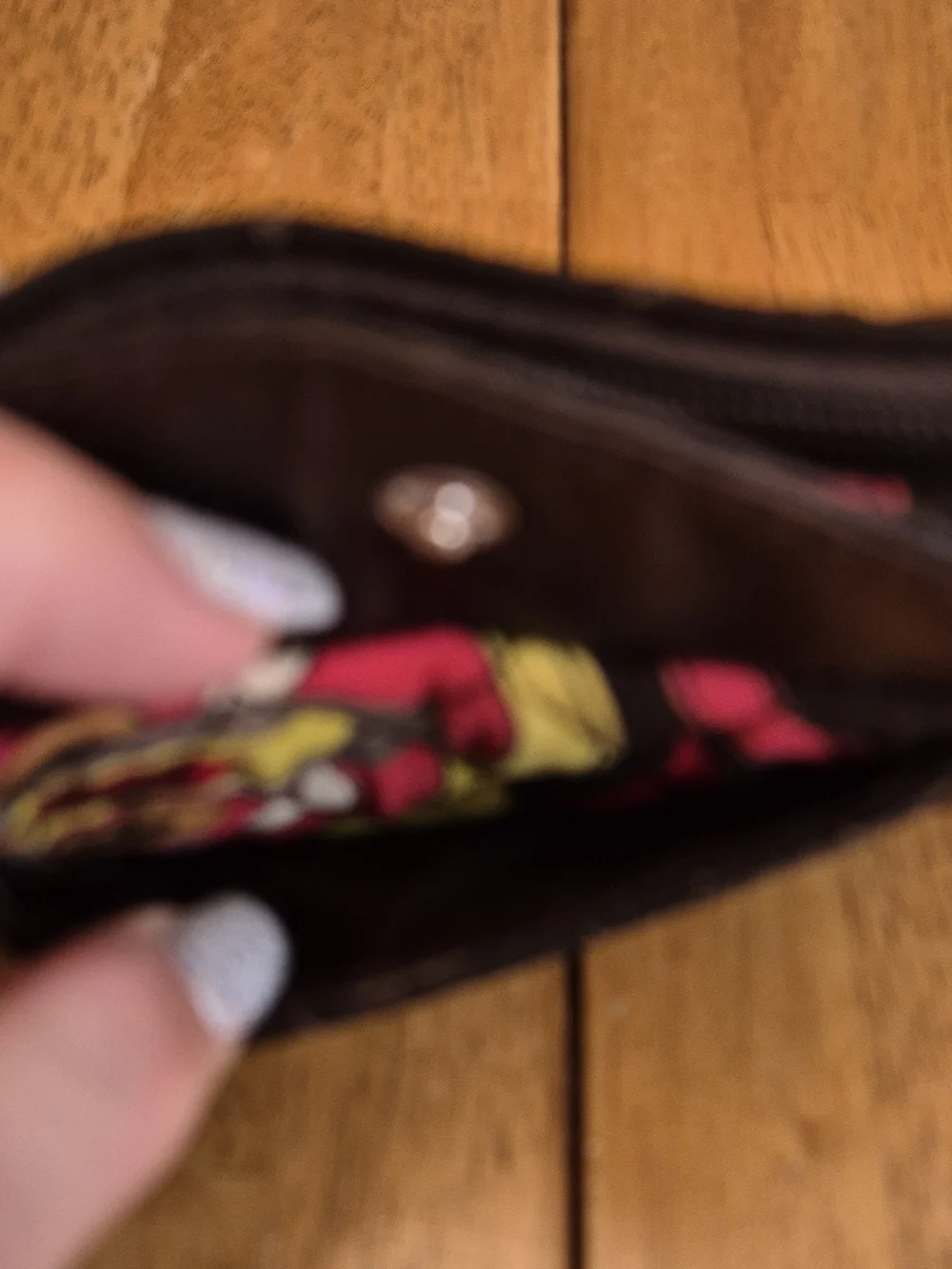 Vera Bradley Espresso Quilted Wristlet with Puccini Floral Pattern Retired